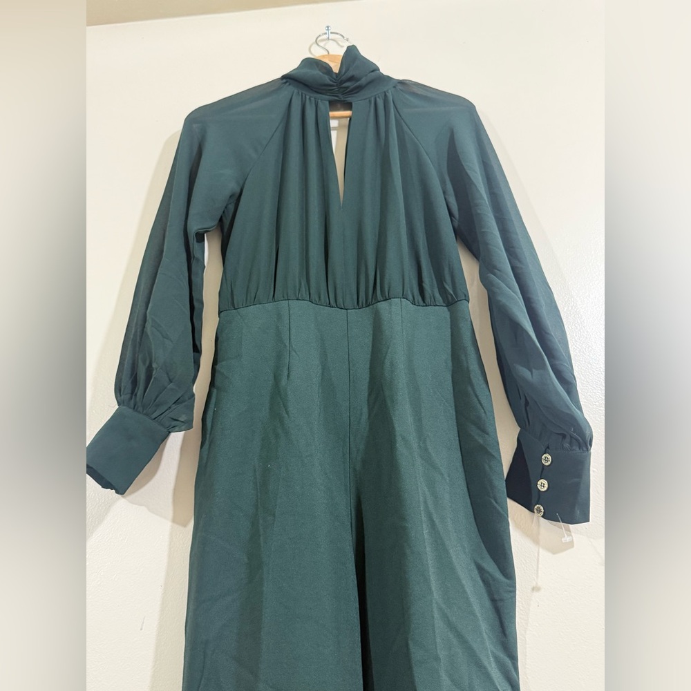 Marciano Dark Green Long-Sleeve High-Neck Jumpsuit - Picture 4 of 8